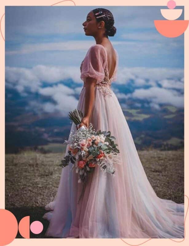 vestido de noiva colorido leve longo