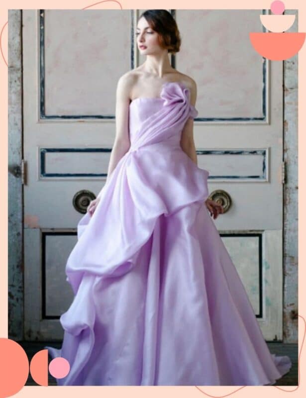 vestido de noiva colorido lilás claro