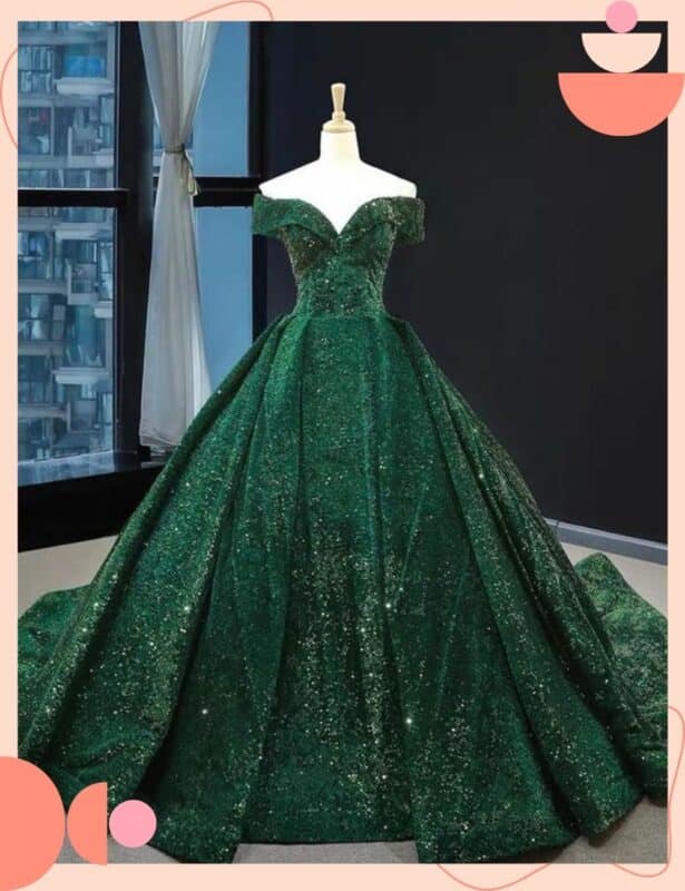 vestido de noiva colorido verde esmeralda