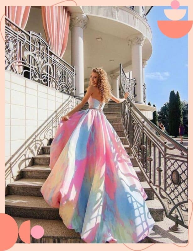 vestido de noiva lindo colorido longo