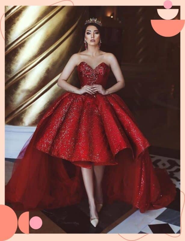 vestido de noiva vermelho moderno e chic