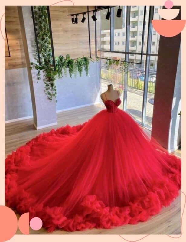 vestido de noiva vermelho princesa incrível