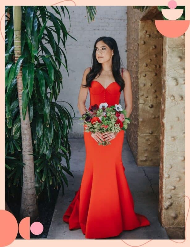 vestido de noiva vermelho vibrante