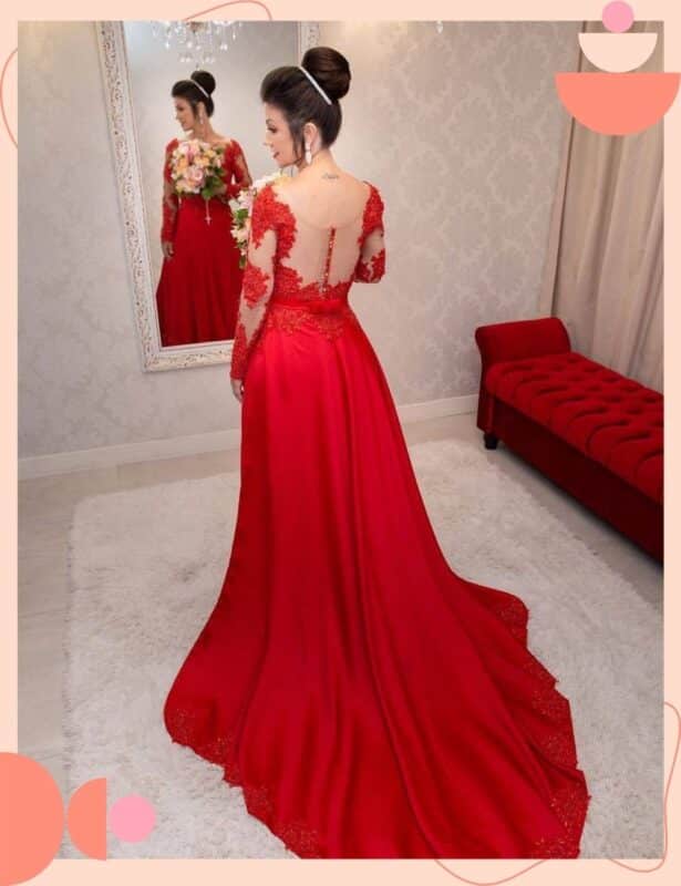 vestido para noiva vermelho sangue