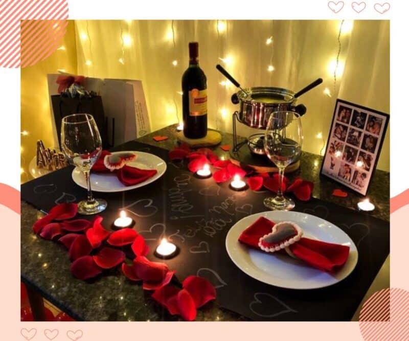 jantar romantico fondue e vinho
