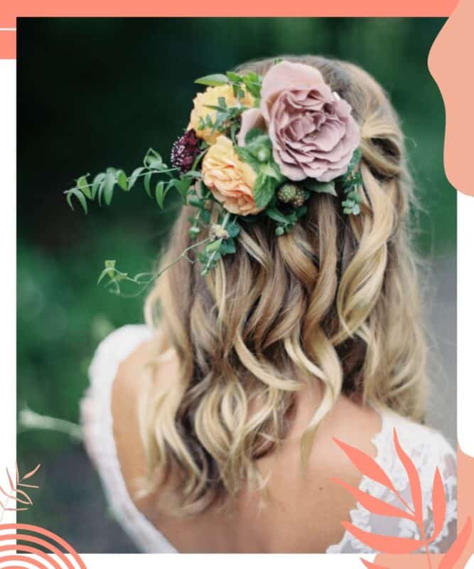 penteado para noiva com flores