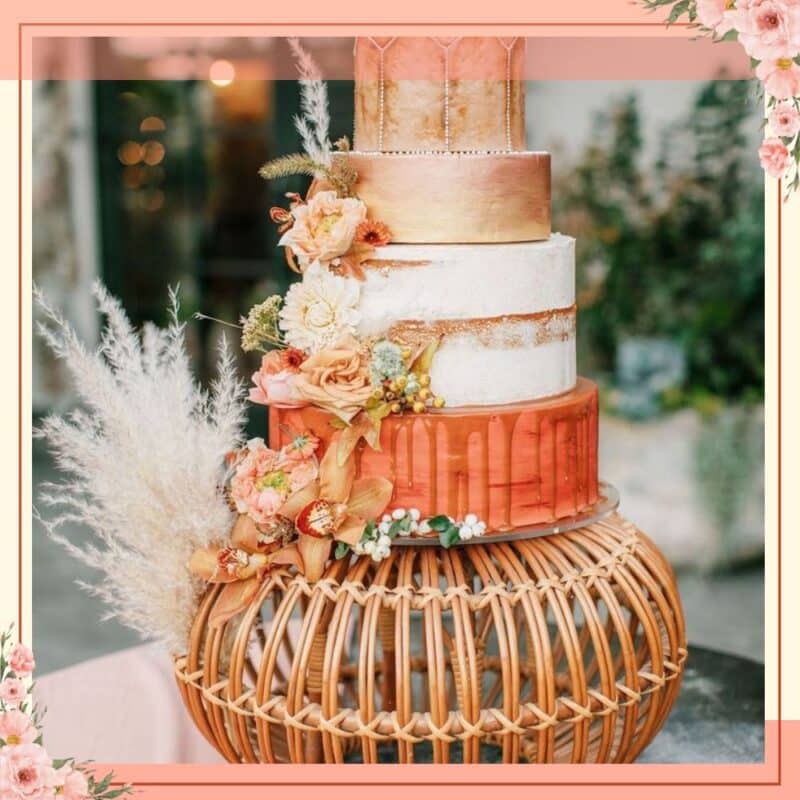 bolo de casamento com cor terracota