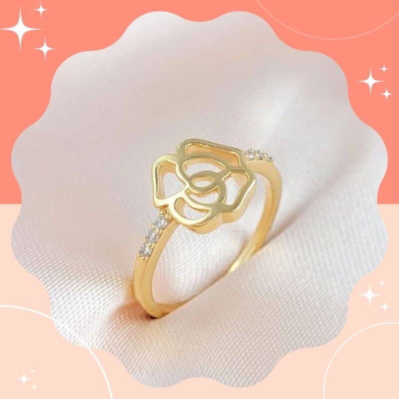 anel de ouro flor 