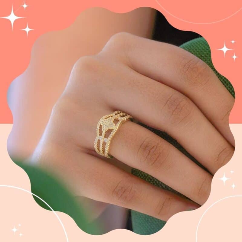 anel feminino de ouro elegante