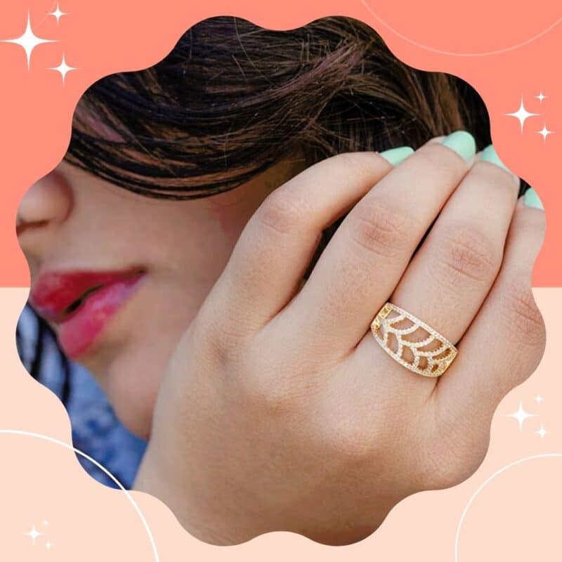 anel feminino de ouro moderno
