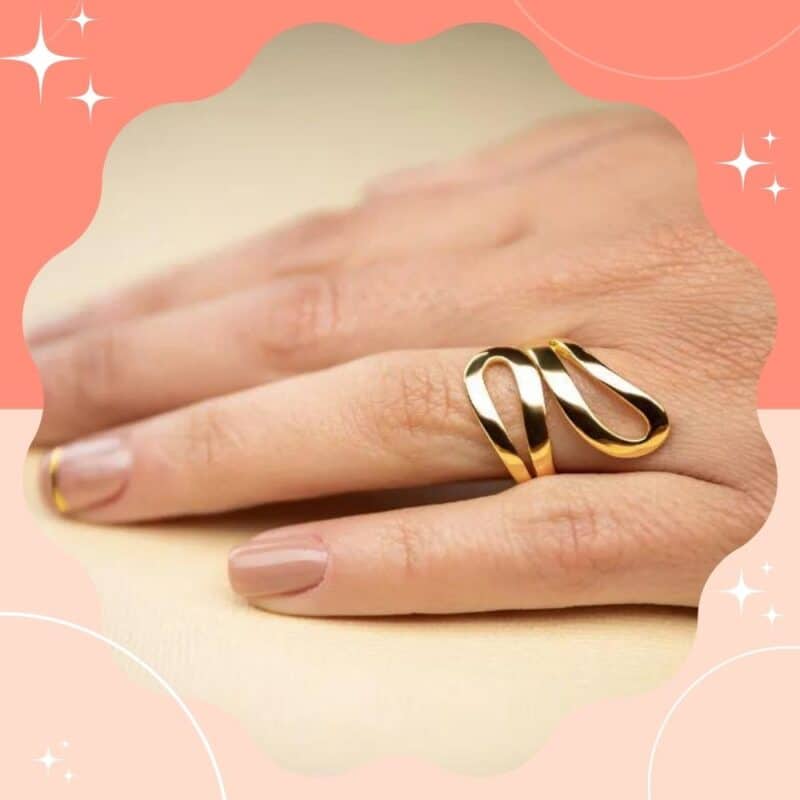 anel feminino de ouro polido