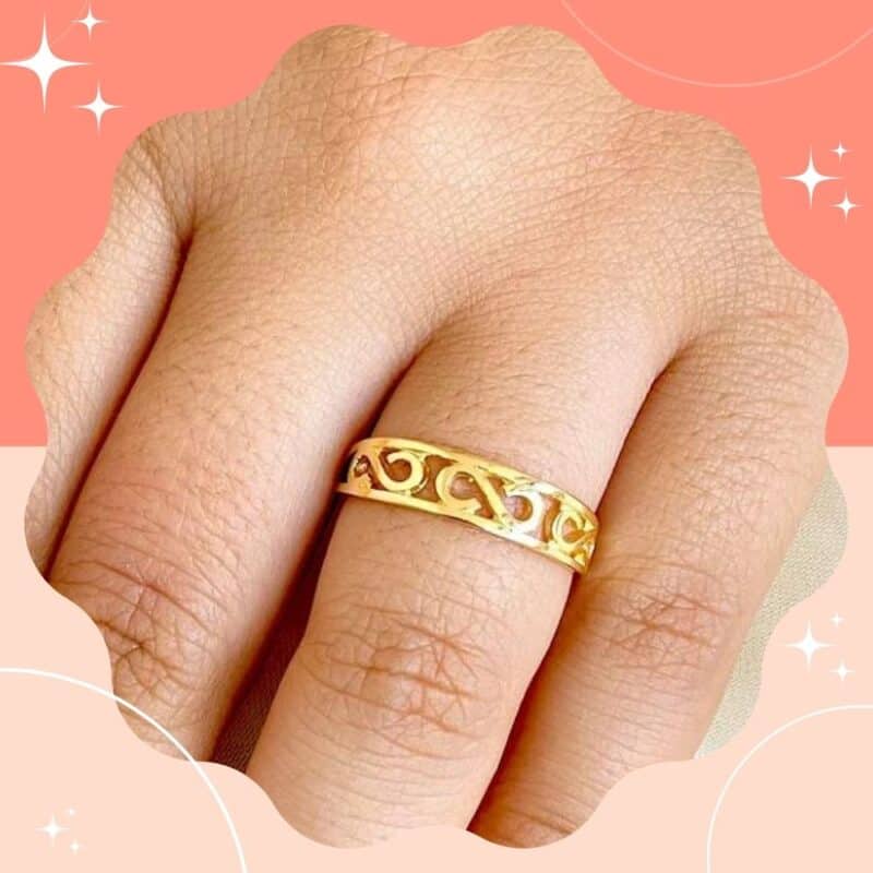 anel feminino dourado bonito