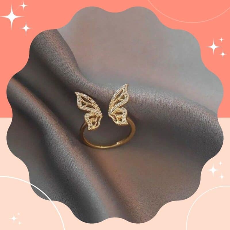 anel feminino dourado borboleta