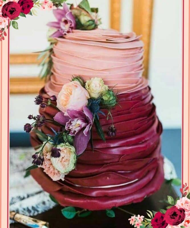 bolo moderno de casamento marsala