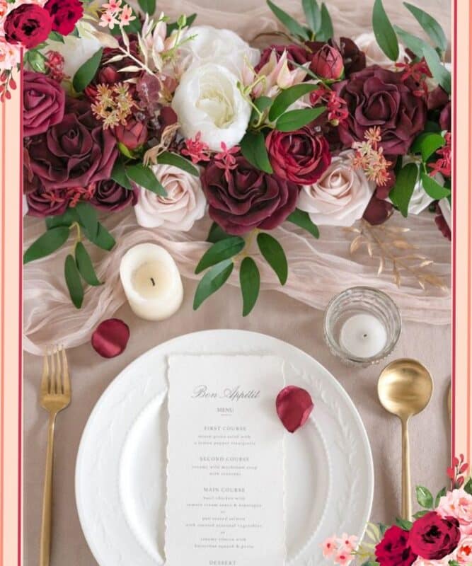 flores marsala mesa casamento