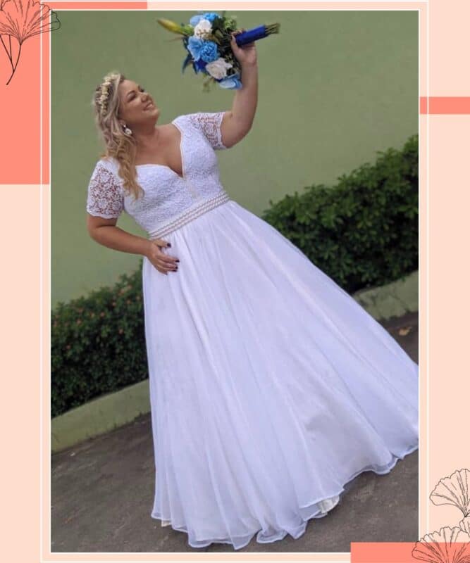 vestido de noiva plus size branco com renda
