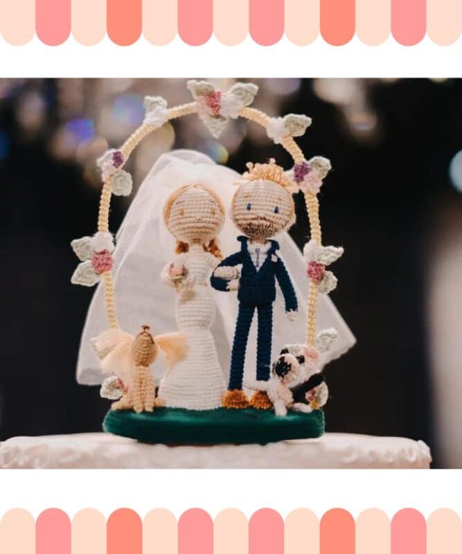 topo de bolo de casamento casal com dog