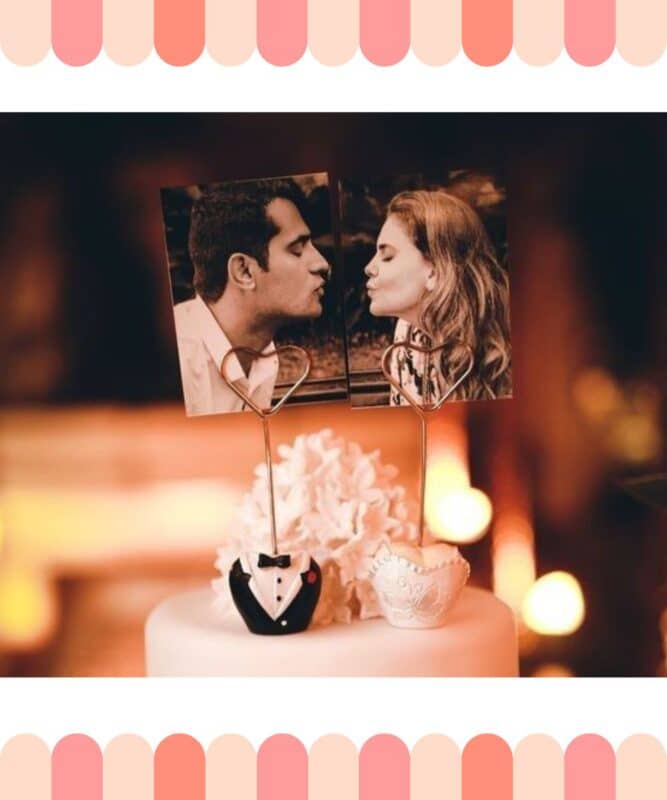 topo de bolo de casamento foto do casal se beijando