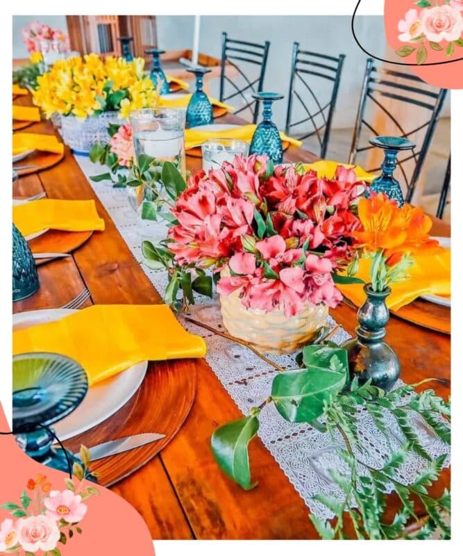 centro de mesa casamento colorido