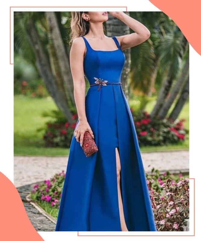 vestido azul vibrante casamento ao ar livre