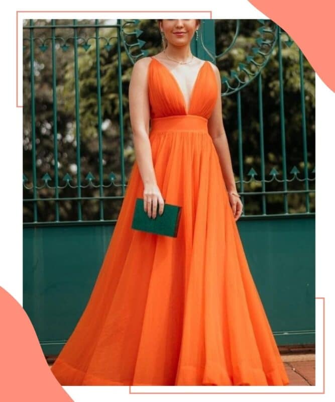 vestido laranja para convidada de casamento