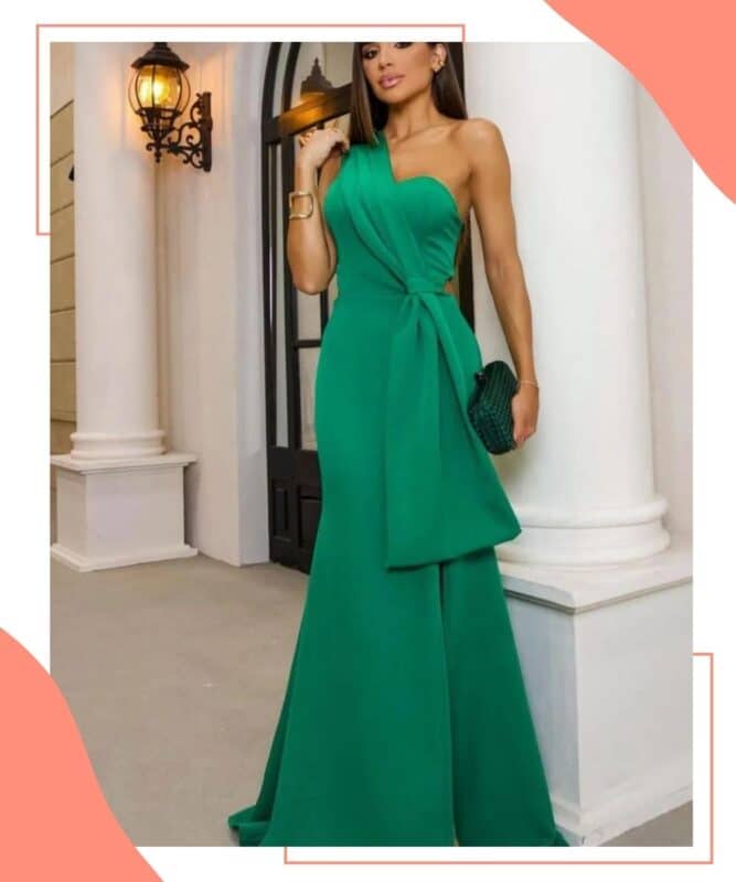 vestido verde elegante para casamento