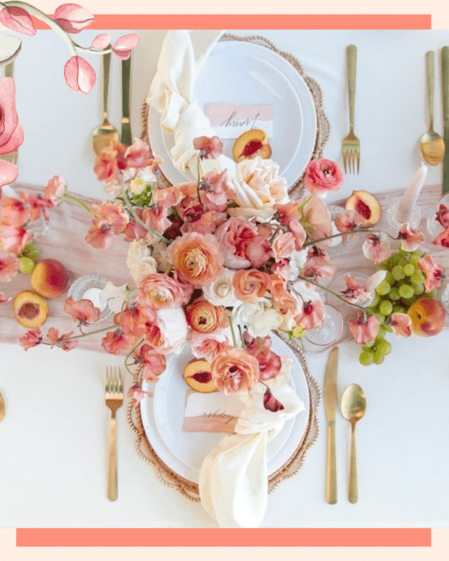 decoração peach fuzz casamento flores