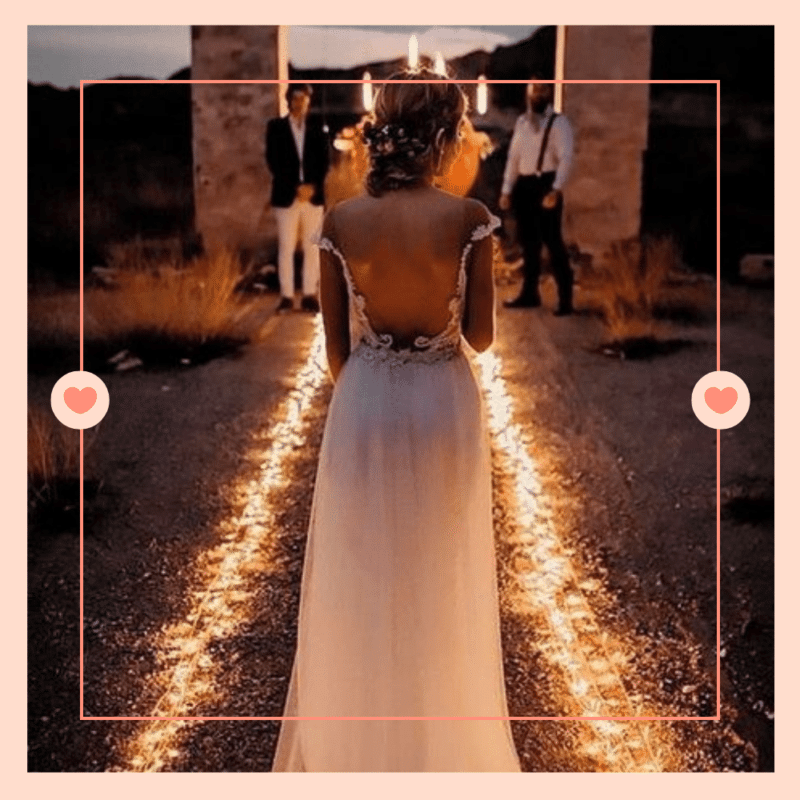 entrada da noiva com luzes de led no chão