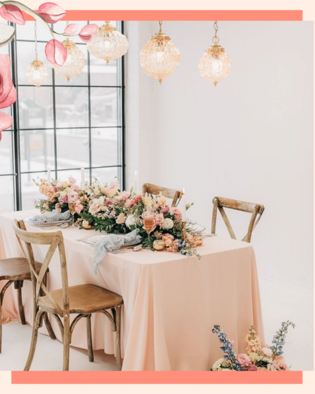 mesa dos noivos casamento peach fuzz