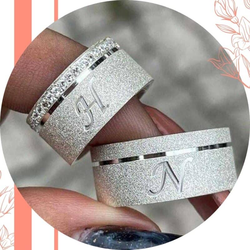 alianças personalizadas ouro branco diamantada