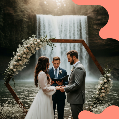 CASAMENTO EM FRENTE DE UMA CACHOEIRA