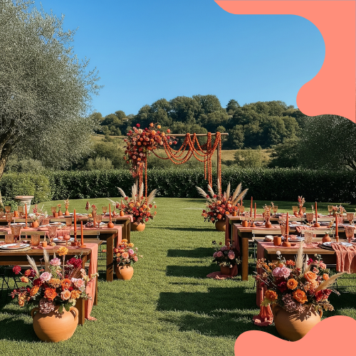 decoração de casamento com cores terracota