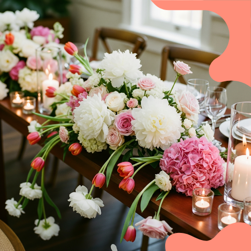mesa decorada com flores no casamento
