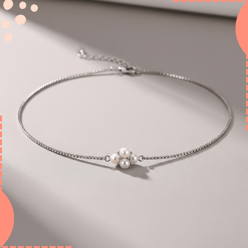 pulseira de prata fina com pérolas delicadas para noivas